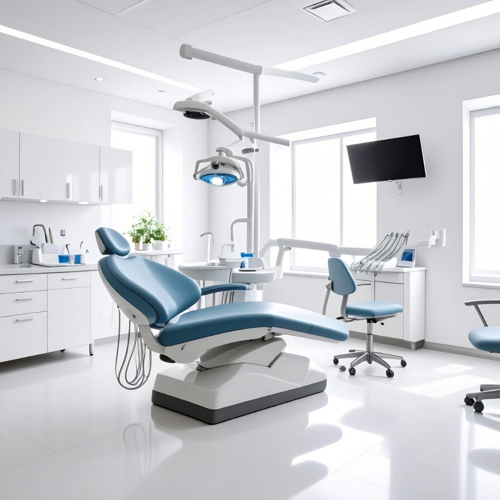 Modern dental treatment room with advanced equipment and patient chair at Hanlon Creek Dental in Guelph, ON